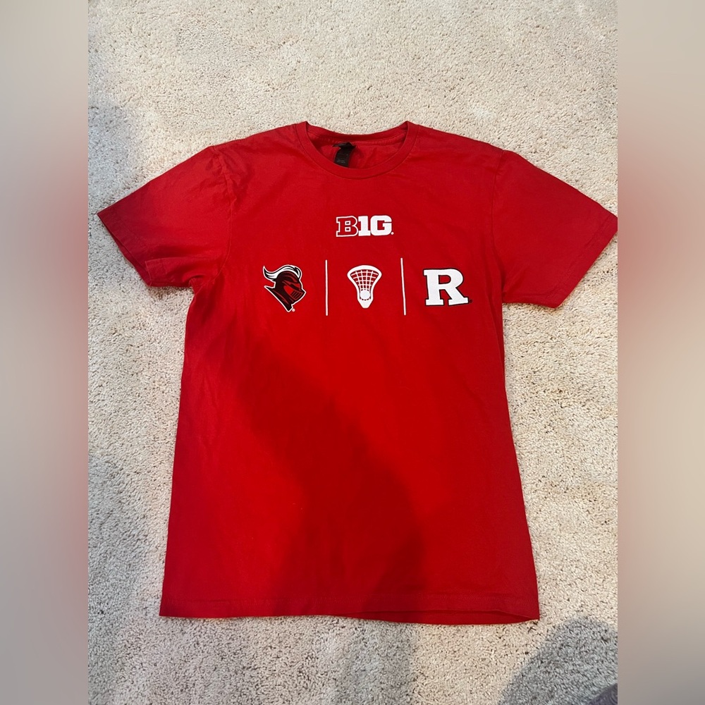 Rutgers Scarlet Red Lacrosse Mens Small T Shirt 100% cotton